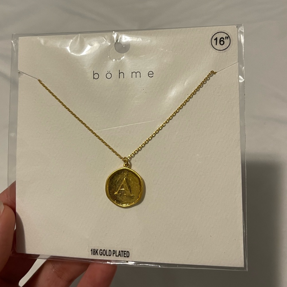Böhme stamped initial A necklace
